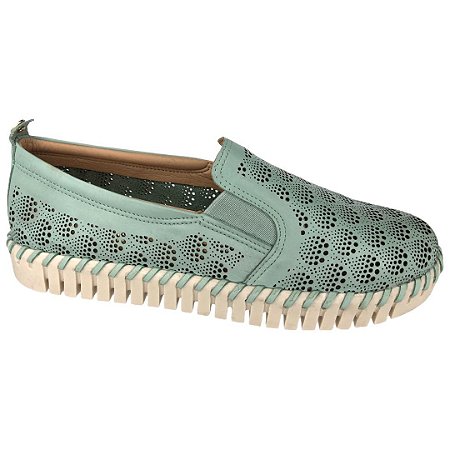 Tênis Feminino Bottero Casual Bottwister Couro Atanado Eco Aquamarine - 330801 - Verde