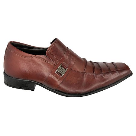 Sapato Masculino Perlatto Social Couro Montevideo Confort Pinhao Burned - 7713 - Marrom