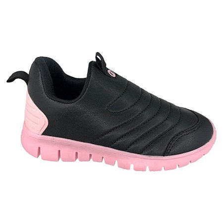 Tênis Infantil Menina Novopé - 100N263-4175 - Preto-Rosa BB