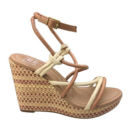 Sandália Feminina Moleca Anabela - 5411.1142 - Nude-Creme