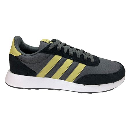 Tênis Masculino Adidas Casual Course A Pied Run 60s 2.0 - FZ0964 - Preto-Cinza-Amarelo