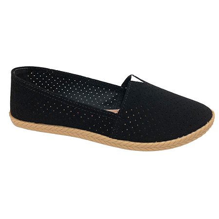 Sapatilha Feminina Moleca Nobuck Pele Neo Microperfuros - 5287.200 - Preto