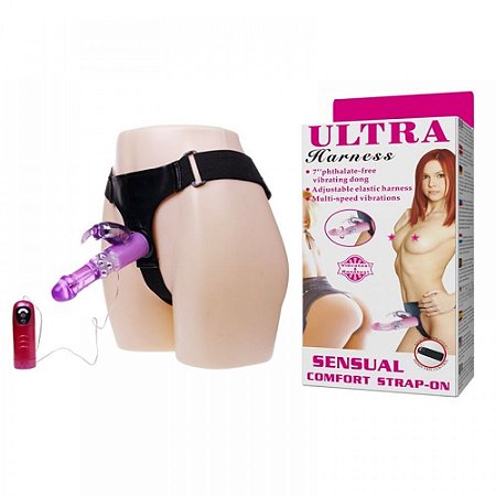 Cinta Peniana Vibrador Rotativo 7 Vibrações E Estimulador Clitoriano