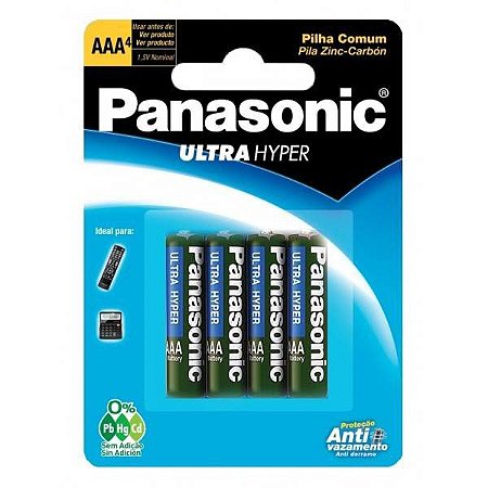 Pilha Panasonic AAA Comum Cartela Com 4 Unidades
