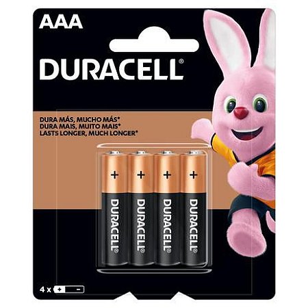Pilha Duracell alcalina AAA 4 unidades