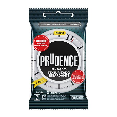 Preservativo Prudence Sensações Texturizado Retardante com 3 unidades