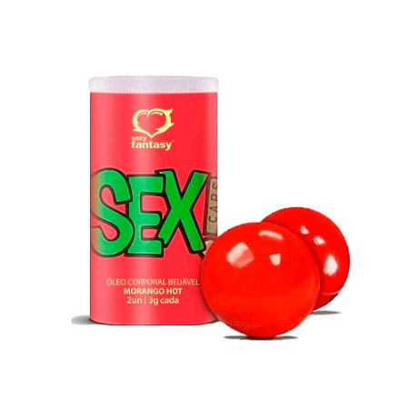 Sexy Fantasy Sex Caps - Bolinha Explosiva Beijável com 2 Unidades | Aroma: Morango Hot