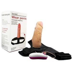 Top-Notch Wear Penis - Cinta De Elastano Com Capa Peniana 12 Modos De Vibrações Em Cyberskin 17 X 4,0 Cm