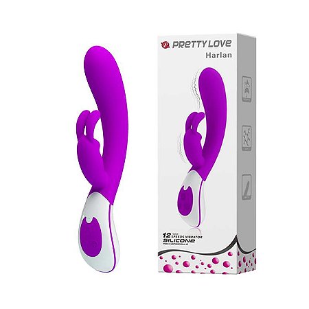 Vibrador Recarregável Ponto G e Estimulador Clitoriano e 12 Modos de Vibração – PRETTY LOVE HARLAN