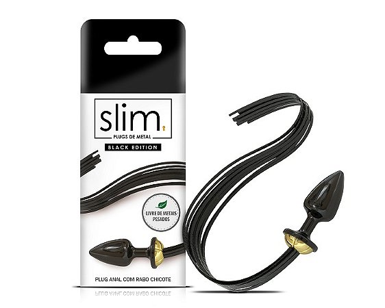Sexy Fantasy Slim - Plug Anal em Formato Conico, Possui Rabo de Chicote e base de Segurança - 7,3 X 2,5 cm