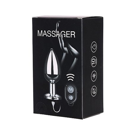 Plug anal de luxo em metal com 10 Vibrações e controle Remoto - VIPMIX