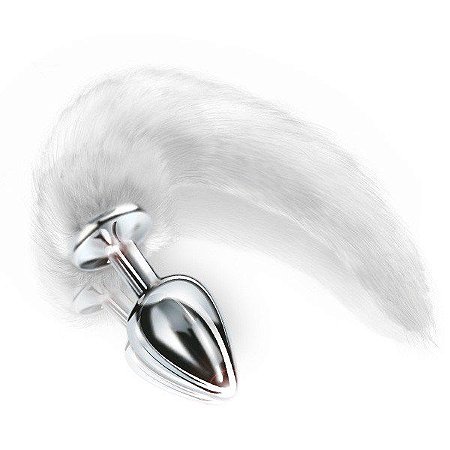 PLUG ANAL CÔNICO COM CAUDA - 7 x 2,7 cm - CROMADO