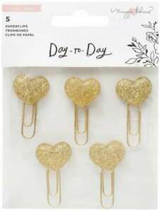 Acessorios Embellishment Disc Planner - Heart Paper Clips - Gold Glitter (5 Piece)