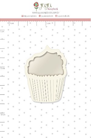Shaker Chipboard Branco Cupcake - Coleção Espalhando Amor - JuJu Scrapbook