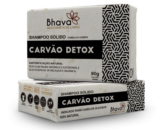 Shampoo Sólido Detox 100% Natural 90 g - Cabelos Oleosos - Linha LIXO ZERO - Bhava