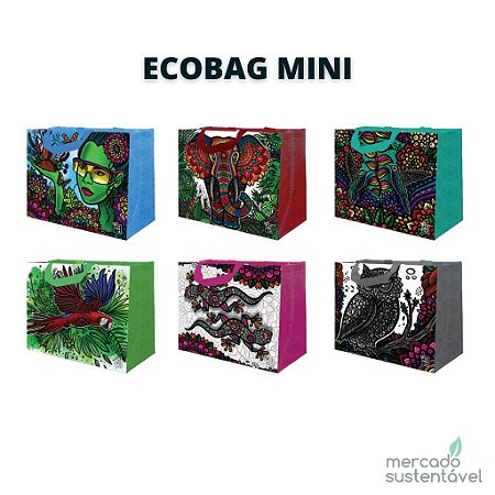 COMPRE 4, LEVE 5 - Ecobags de ráfia MINI - Sacola reutilizável - ESTAMPAS SORTIDAS - CáPraLá