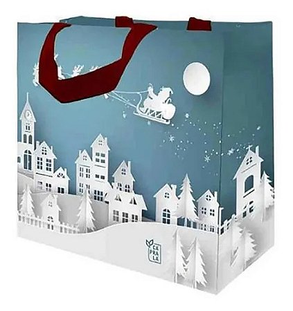 Ecobag de Ráfia - Natal AZUL - Sacola Reutilizável - CáPraLá