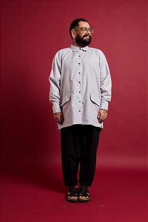 Camisa Beto - Listradinha azul e branca