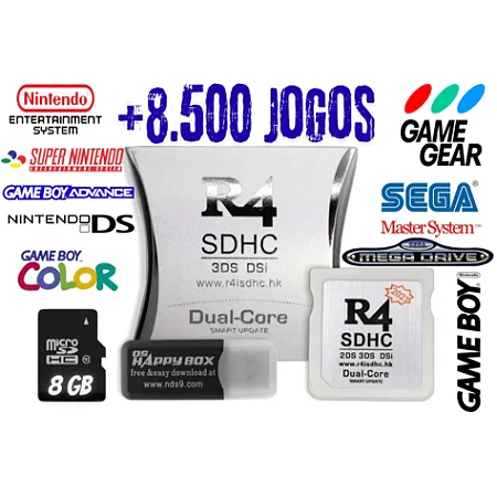 Cartão Cartucho R4 Dual Core 2025 Sd 8gb 8500 Jogos Ds 2ds 3ds