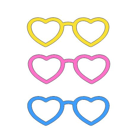 Recorte Óculos Coração (Escolha cor e Tamanho)