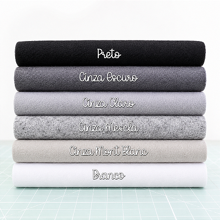 KIT PROMOCIONAL Feltro Liso Santa Fé - Tons Cinza/Preto/Branco