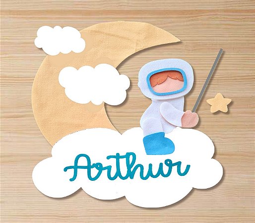Recortes Enfeite Slim Astronauta Pescando Estrela 30cm