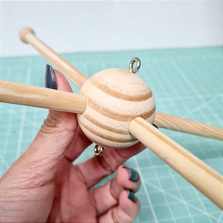 Base para Móbile de berço em Pinus - BOLA + 4 Hastes + Acabamento Bolinha