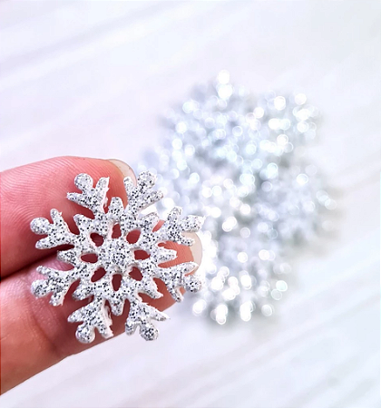 Recorte Floco de Neve - Eva com Glitter - Aplique Frozen Natal
