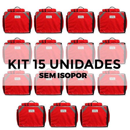 Kit 15 Pçs Mochila Bag Maquininha Motoboy Sem Isopor 45L Delivery Capa