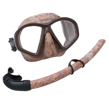 Kit Mascara de mergulho Seasub Camo + Snorkel Seasub Camo Marron