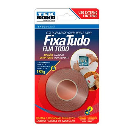 Fita dupla face Tekbond 12mmx2m acrílica alta fixação