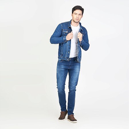 jaqueta jeans lavado masculina