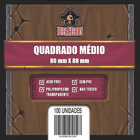 Sleeves Bucaneiros QUADRADO MÉDIO (80 x 80 mm) C/100