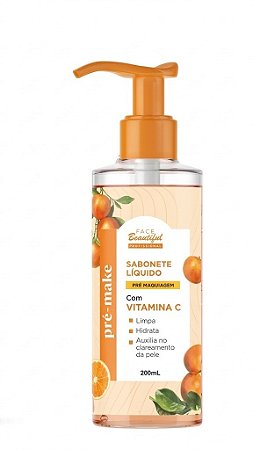 Sabonete Pré Make Vitamina C 200ml - Face Beautiful
