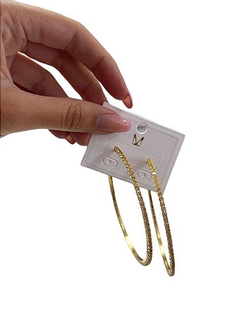 Argola Strass Folheada a Ouro - Tamanho P