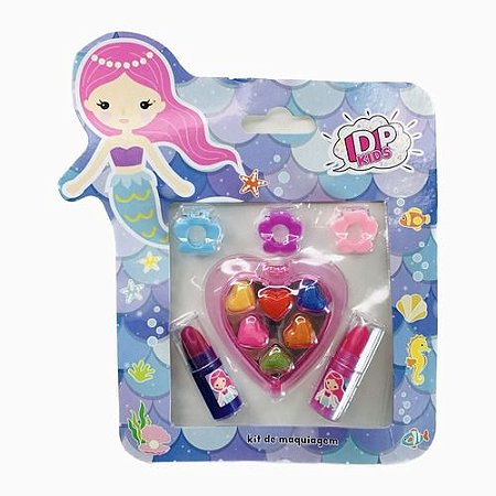 Estojo De Maquiagem Infantil Coração SEREIA ROSA COM AZUL- DAPOP KIDS