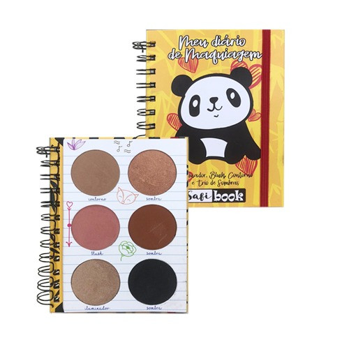 Paleta Meu Diário de Maquiagem Safi Book Panda(Amarelo) - Safira