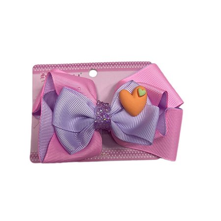 Presilhas Laços Coração - Rosa Com Lilás
