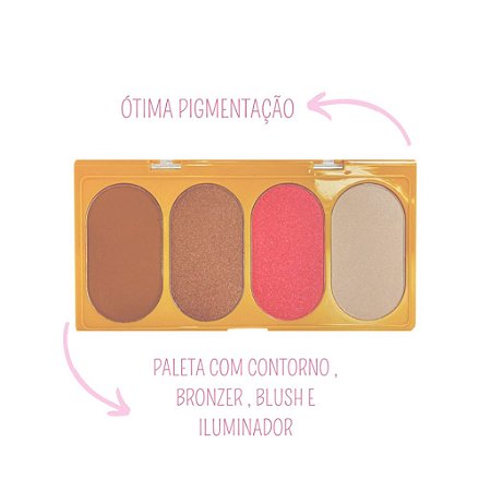 Paleta Aurora Contorno, Bronzer, Iluminador (MÉDIO) - Mia make