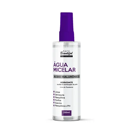 Água Micelar Ácido Hialurônico 200ML - Face Beautiful