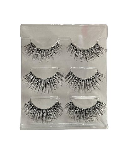 Cartela de Cílios Postiços 3 Pares Caixa Transp 01 - Dafu