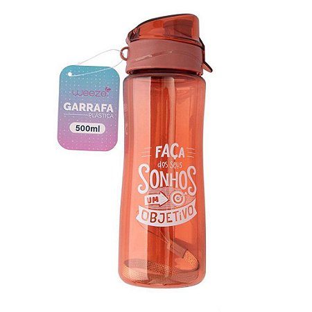 Garrafa De Plástico Sonhos 500ml - Laranja