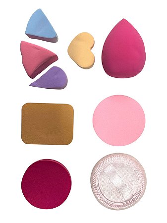 Kit de Esponjas Para Maquiagem 9 Unidades - CORAÇÃO