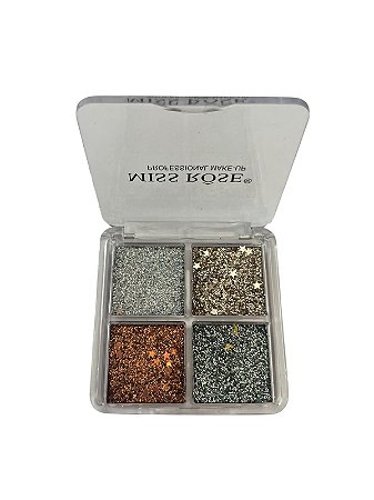 Quarteto de Glitter Prata com Dourado -Miss Rôse