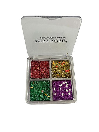 Quarteto de Glitter Vermelho, Dourado, Verde e Lilás  - Miss Rôse