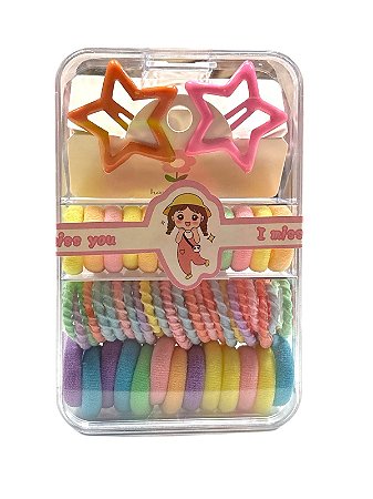 Pom Pom colorido na caixinha com ataquinhas de estrela - BSL576- 1