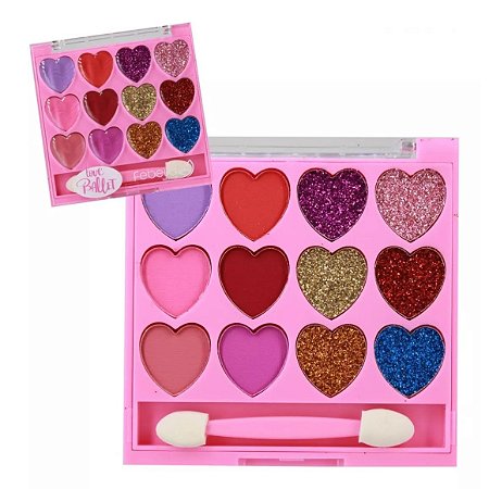 Paleta De Sombra Glitter Coração Love Ballet COR 01  -  Febella