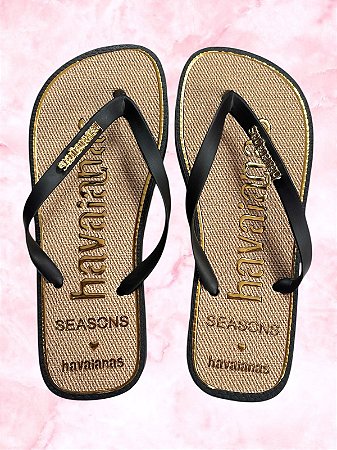 SANDÁLIA  SEASONS - PRETA COM CREME