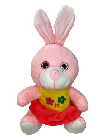 PELÚCIA COELHINHA (ROSA COM FLORES)