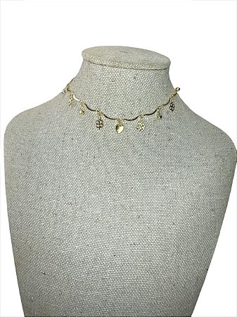 COLAR  DOURADO TREVO   -C16